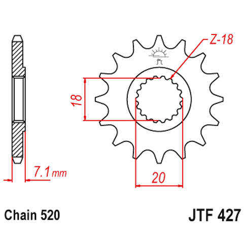 Piñon de acero Suzuki RM 125 83-12 / RMZ 250 07-12 Z-12 JT Sprockets JTF427.12