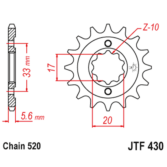 Piñon de acero Kawasaki KXF 250 2004-05 / Suzuki RMZ 250 2004-06 Z-12 JT Sprockets JTF430.12