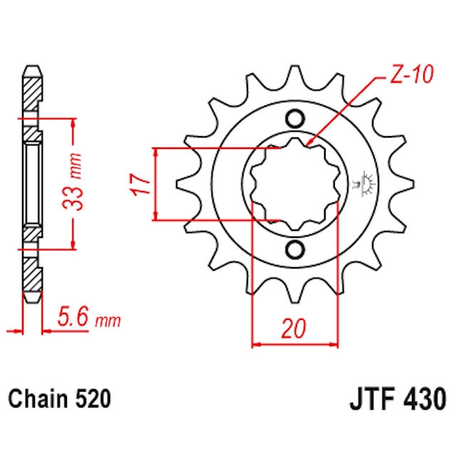 Piñon de acero Kawasaki KXF 250 2004-05 / Suzuki RMZ 250 2004-06 Z-13 JT Sprockets JTF430.13