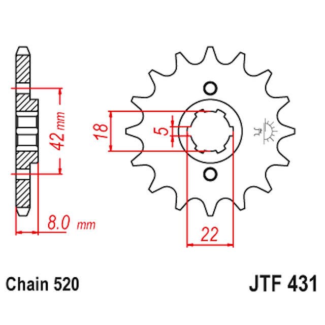 Piñon de Acero 12 Dientes JTF431 JT Sprockets JTF431.12