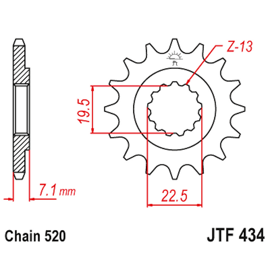 Piñon de Acero 14 Dientes JTF434 JT Sprockets JTF434.14