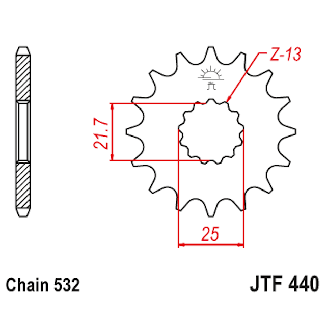 Piñon de Acero 16 Dientes JTF440 JT Sprockets JTF440.16