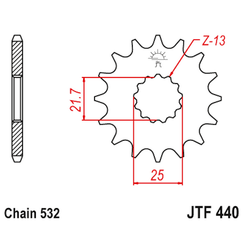 Piñon de Acero 16 Dientes JTF440 JT Sprockets JTF440.16