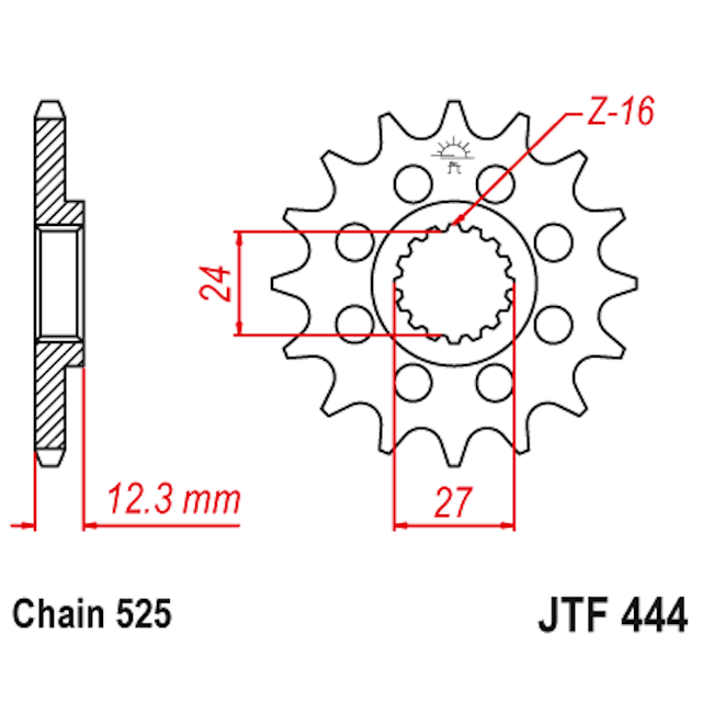 Piñon de Acero 16 Dientes JTF444 JT Sprockets JTF444.16