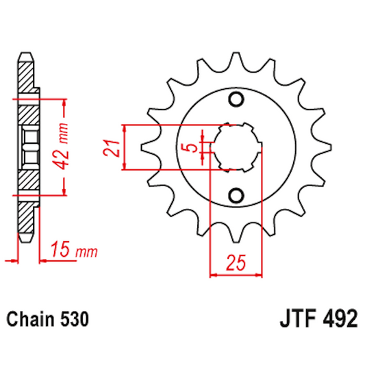 Piñon de Acero 14 Dientes JTF492 JT Sprockets JTF492.14