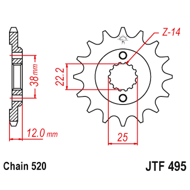 Piñon de Acero 15 Dientes JTF495 JT Sprockets JTF495.15