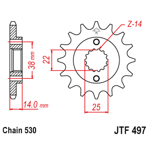 Piñon de Acero 15 Dientes JTF497 JT Sprockets JTF497.15