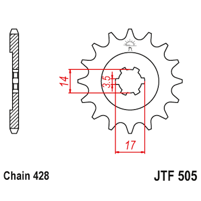 Piñon de Acero 13 Dientes JTF505 JT Sprockets JTF505.13