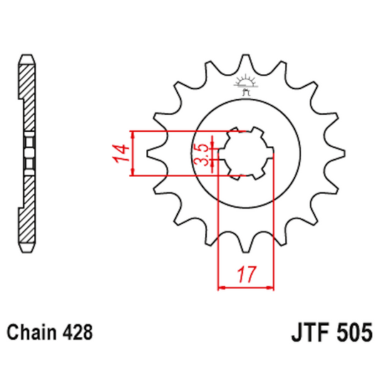 Piñon de Acero 13 Dientes JTF505 JT Sprockets JTF505.13