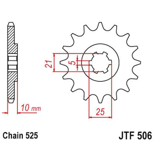 Piñon de Acero 14 Dientes JTF506 JT Sprockets JTF506.14