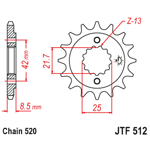 Piñon de Acero 13 Dientes JTF512 JT Sprockets JTF512.13