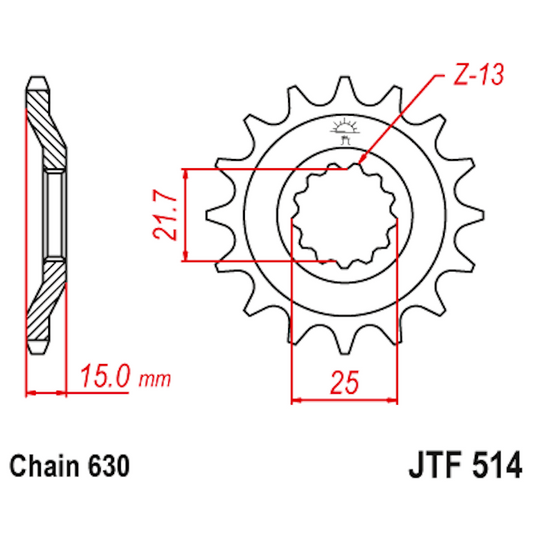 Piñon de Acero 15 Dientes JTF514 JT Sprockets JTF514.15