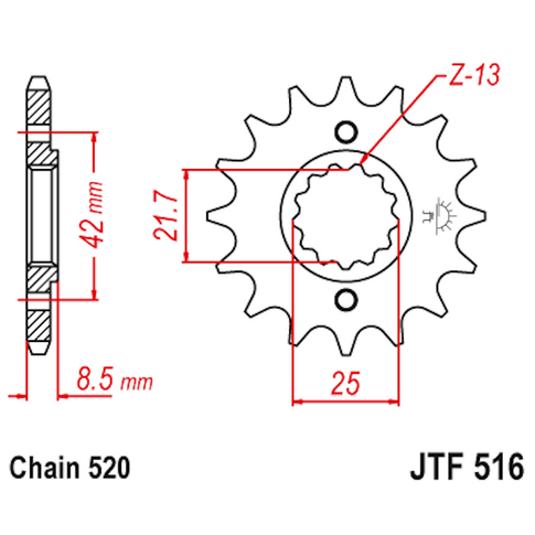 Piñon de Acero 16 Dientes JTF516 JT Sprockets JTF516.16