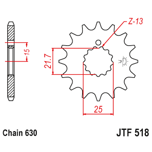 Piñon de Acero 14 Dientes JTF518 JT Sprockets JTF518.14