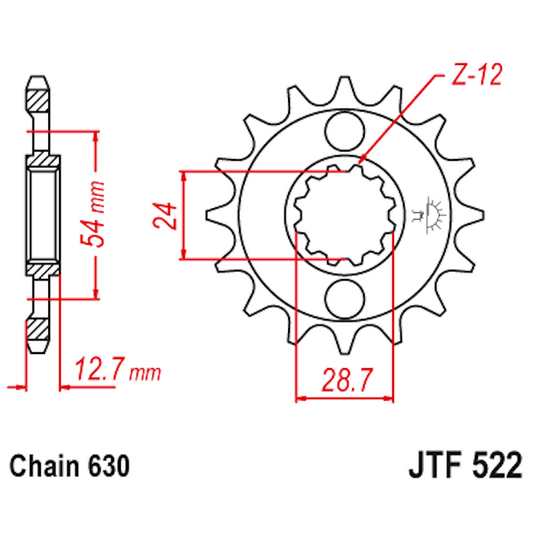 Piñon de Acero 16 Dientes JTF522 JT Sprockets JTF522.16