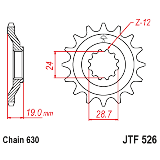 Piñon de Acero 15 Dientes JTF526 JT Sprockets JTF526.15