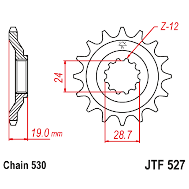 Piñon de Acero 17 Dientes JTF527 JT Sprockets JTF527.17