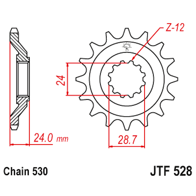 Piñon de Acero 17 Dientes JTF528 JT Sprockets JTF528.17
