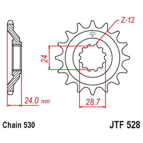 Piñon de Acero 17 Dientes JTF528 JT Sprockets JTF528.17