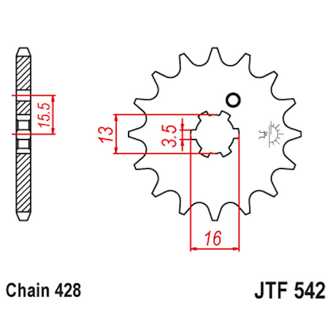 Piñon de Acero 13 Dientes JTF542 JT Sprockets JTF542.13