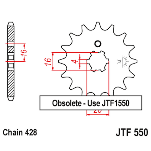 Piñon de Acero 15 Dientes JTF550 JT Sprockets JTF550.15