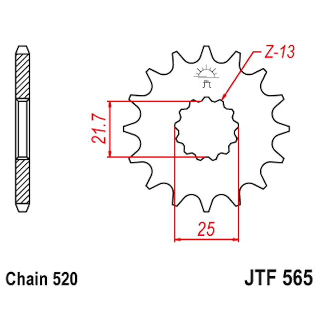 Piñon de acero Kawasaki Z650 / Yamaha MT-03 / Yamaha WR450 Z-17 JT Sprockets JTF565.17