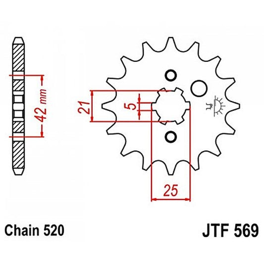 Piñon de acero Kawasaki KX 250 87-98 / Yamaha Banshee Z-15 JT Sprockets JTF569.15