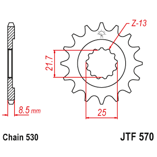 Piñon de Acero 16 Dientes JTF570 JT Sprockets JTF570.16