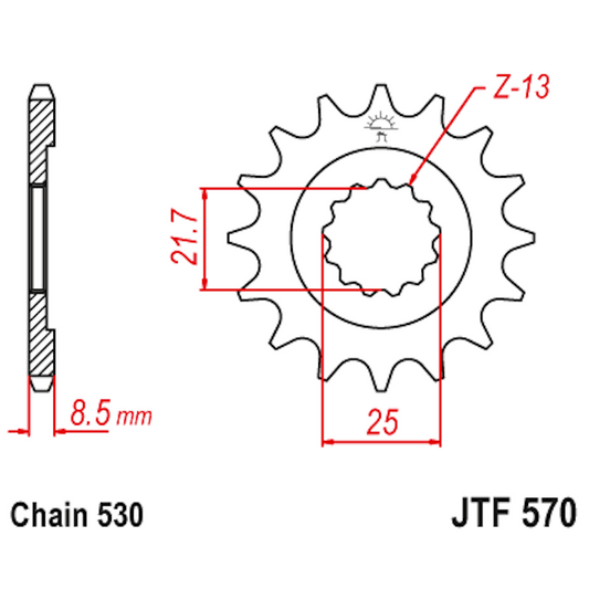 Piñon de Acero 16 Dientes JTF570 JT Sprockets JTF570.16