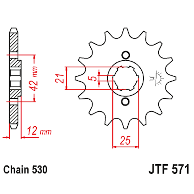 Piñon de Acero 15 Dientes JTF571 JT Sprockets JTF571.15