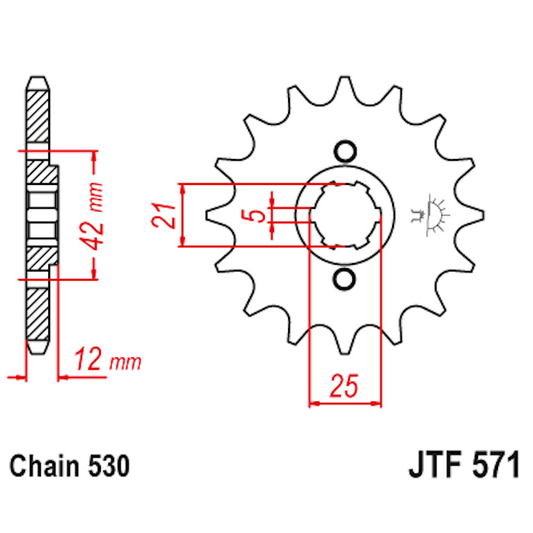 Piñon de Acero 15 Dientes JTF571 JT Sprockets JTF571.15