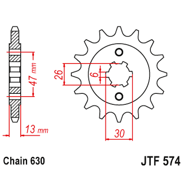 Piñon de Acero 16 Dientes JTF574 JT Sprockets JTF574.16