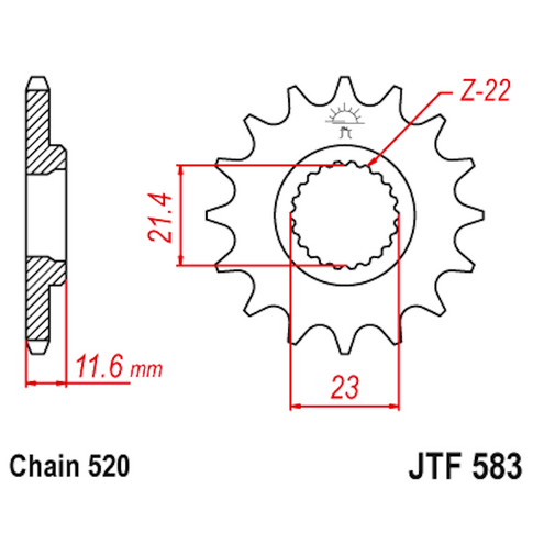 Piñon de Acero 14 Dientes JTF583 JT Sprockets JTF583.14