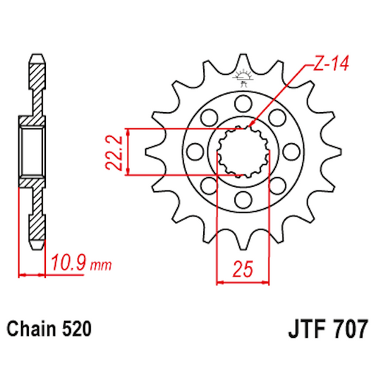 Piñon de Acero 17 Dientes JTF707 JT Sprockets JTF707.17