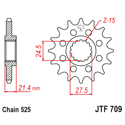 Piñon de Acero 16 Dientes JTF709 JT Sprockets JTF709.16