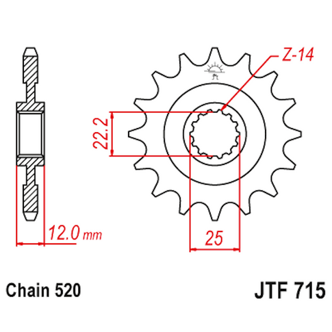 Piñon de acero Gas Gas Z-12 JT Sprockets JTF715.12