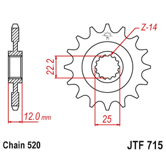 Piñon de acero Gas Gas Z-13 JT Sprockets JTF715.13