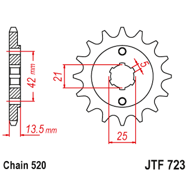 Piñon de Acero 14 Dientes JTF723 JT Sprockets JTF723.14