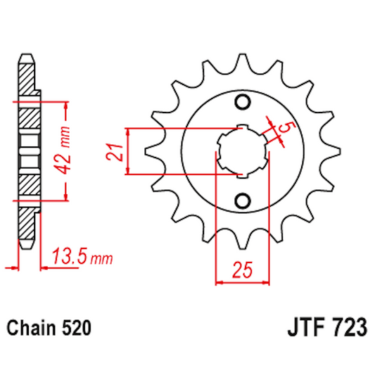 Piñon de Acero 14 Dientes JTF723 JT Sprockets JTF723.14