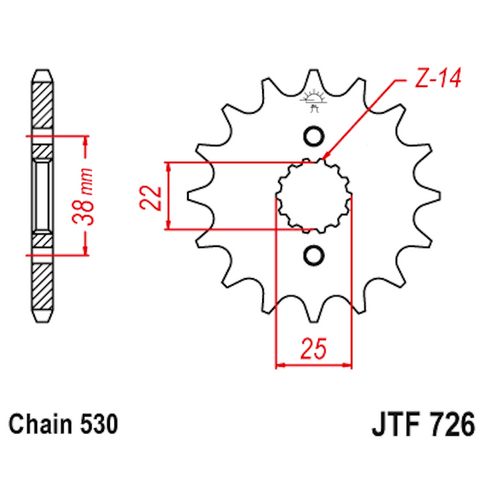 Piñon de Acero 15 Dientes JTF726 JT Sprockets JTF726.15