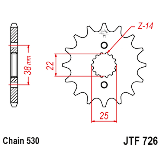 Piñon de Acero 15 Dientes JTF726 JT Sprockets JTF726.15