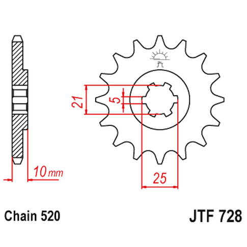 Piñon de Acero 16 Dientes JTF728 JT Sprockets JTF728.16