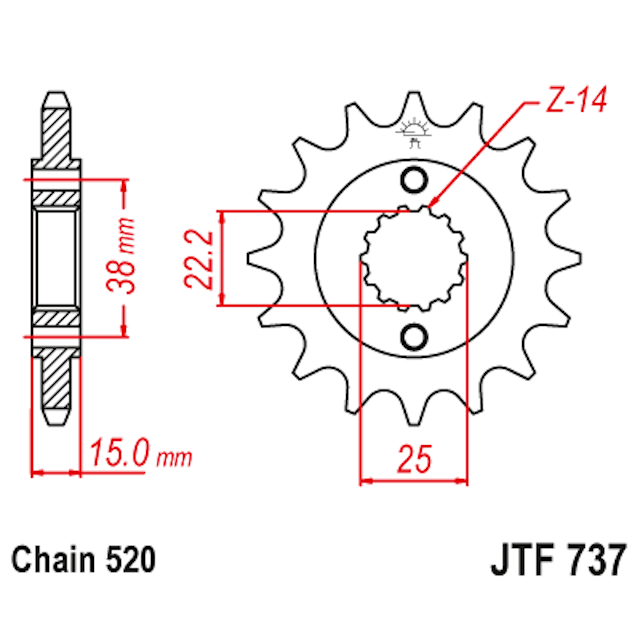 Piñon de Acero 14 Dientes JTF737 JT Sprockets JTF737.14