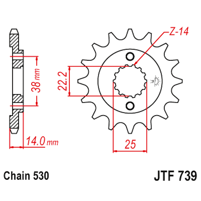 Piñon de Acero 15 Dientes JTF739 JT Sprockets JTF739.15
