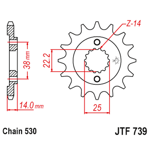 Piñon de Acero 15 Dientes JTF739 JT Sprockets JTF739.15