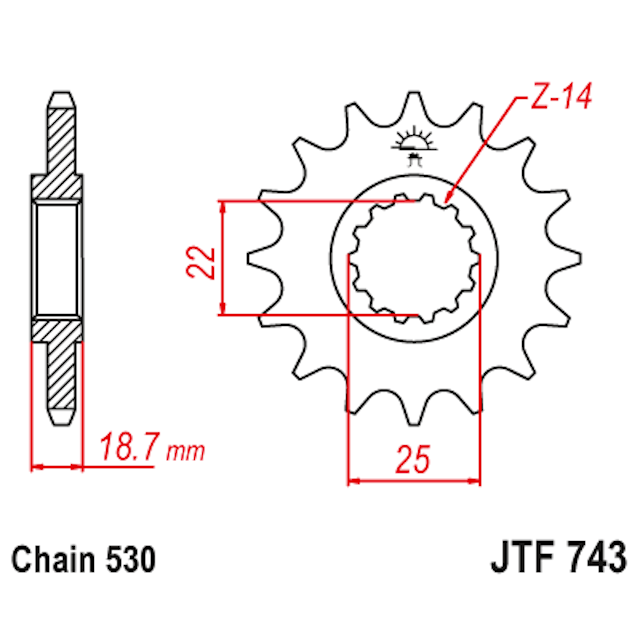 Piñon de Acero 15 Dientes JTF743 JT Sprockets JTF743.15