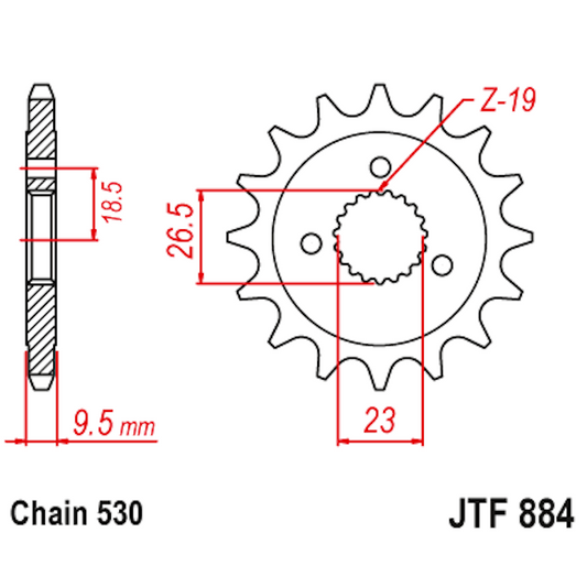 Piñon de Acero 21 Dientes JTF884 JT Sprockets JTF884.21