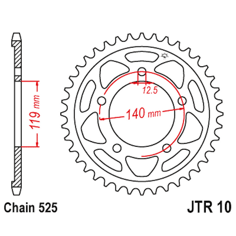 Corona de Acero 45 Dientes JTR10 JT Sprockets JTR10.45
