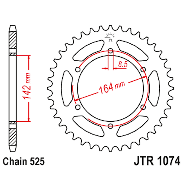 Corona de Acero 44 Dientes JTR1074 JT Sprockets JTR1074.44