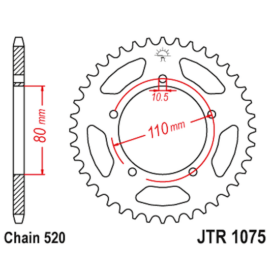 Corona de Acero 36 Dientes JTR1075 JT Sprockets JTR1075.36